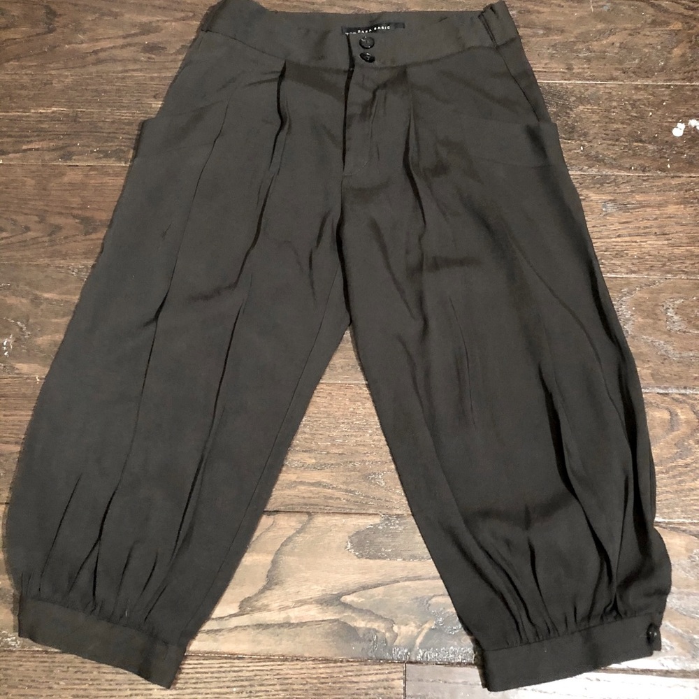 Zara Wide Leg Ruched Capri paper bag Pants size 26